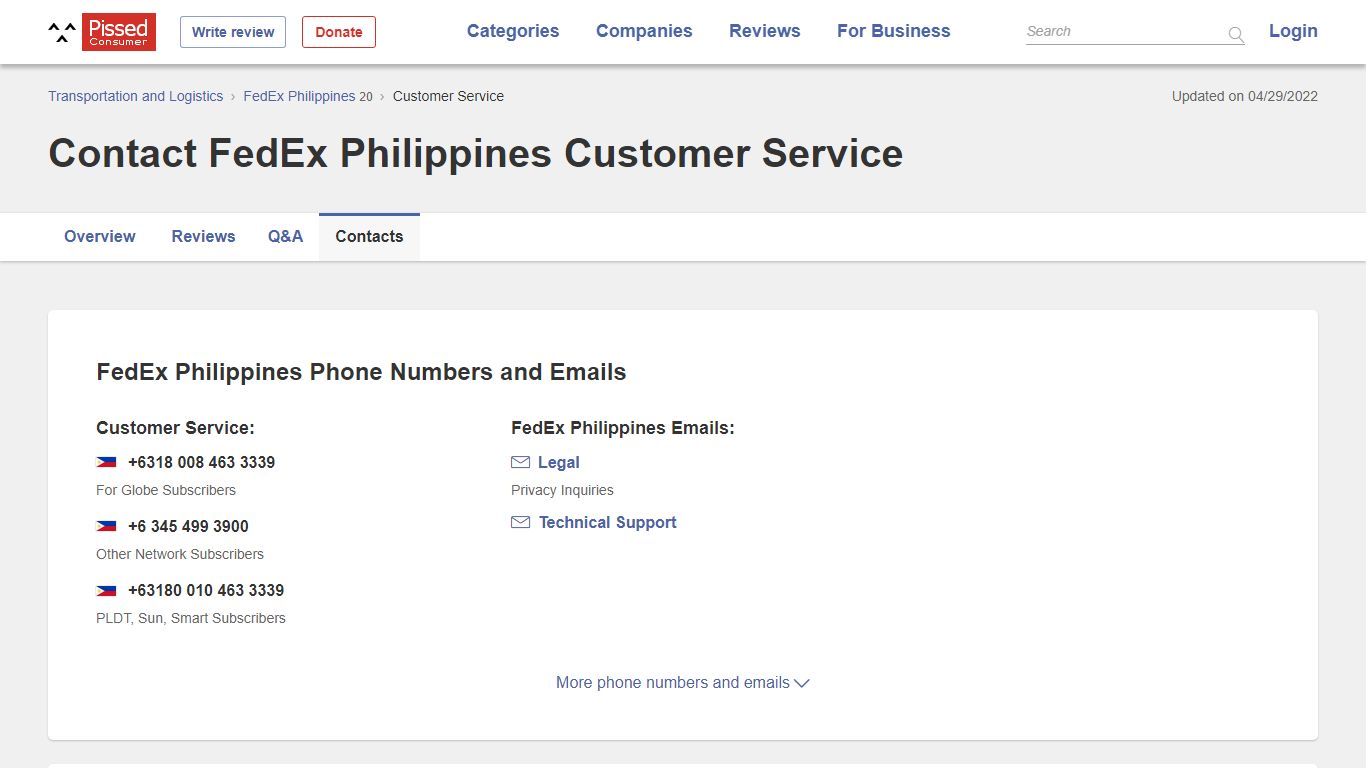 Contact FedEx Philippines Customer Service - Pissed Consumer